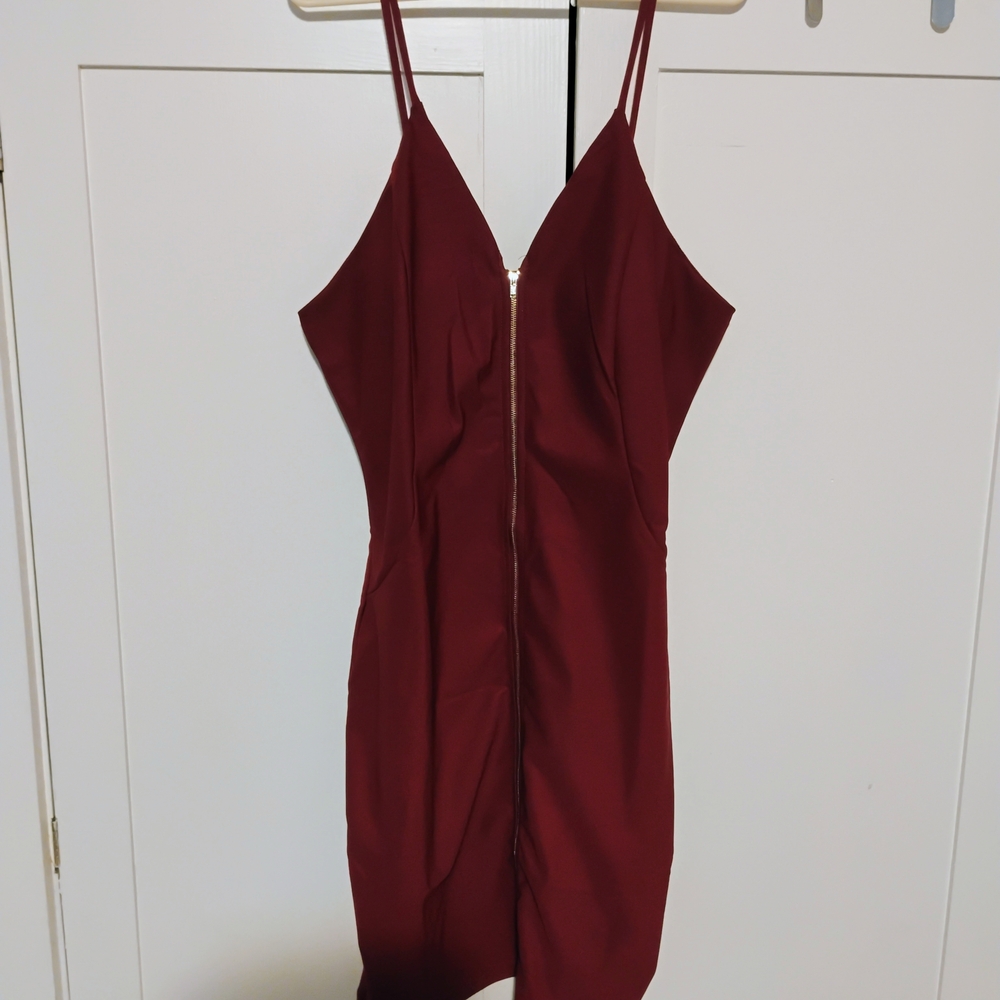 Trac Burgundy Spaghetti Strap Dress